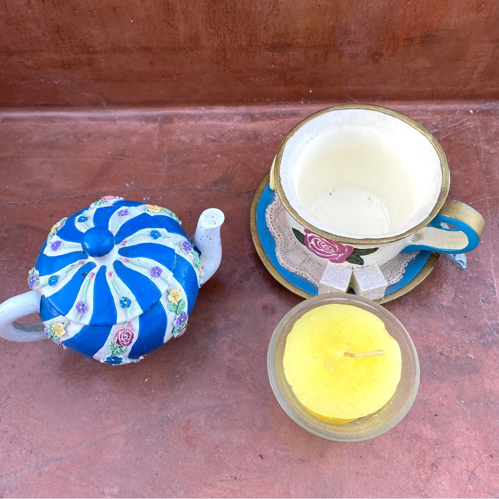 2 set mini teapot container votive candle holder teacup decor trinket mini bowl - Picture 9 of 13